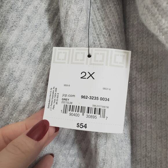 NWT Liz Claiborne | Sparkle Soft Knit Cozy V-Neck Sweater - Picture 9 of 13